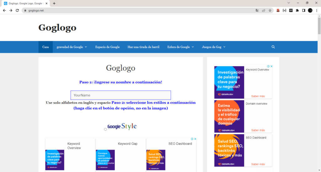 Logo de Google Personalizado con tu nombre con Goglogo