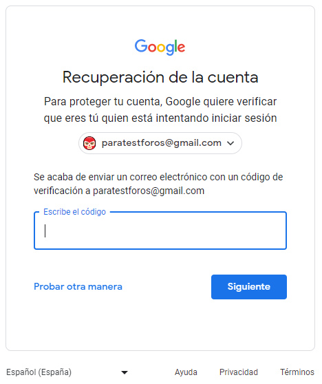 Google Me Manda los Códigos de Seguridad al Correo Al Que No Puedo Ingresar